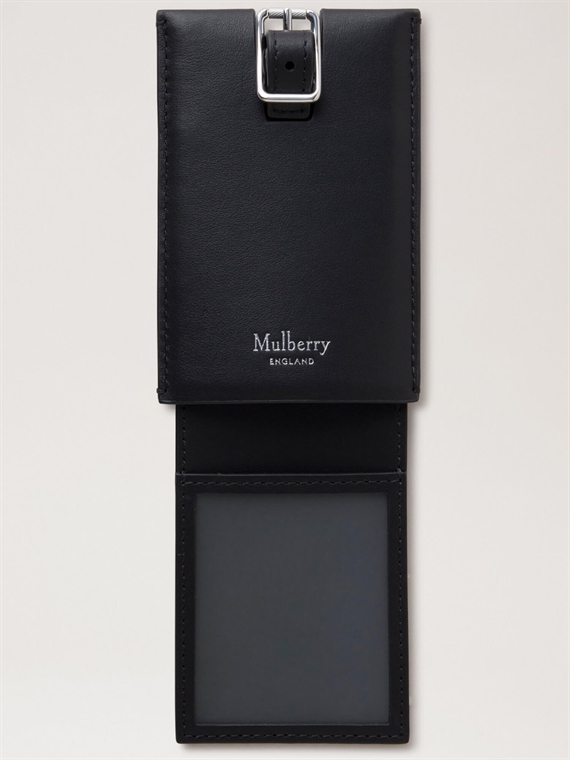 Mulberry  Luggage Tag Black Shiny Smooth Leather